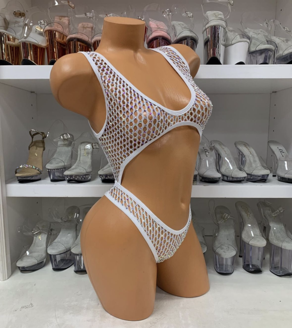 Mia Fishnet Rhinestone Romper - Image 7