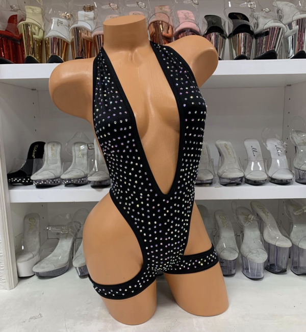 Solid Rhinestone One Piece with Leg Wraps - Image 2