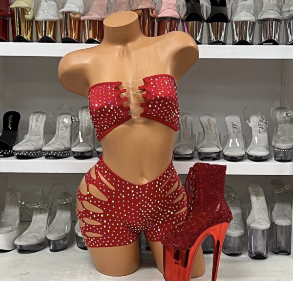 Solid Rhinestone Cut Short Tube Top - Image 36