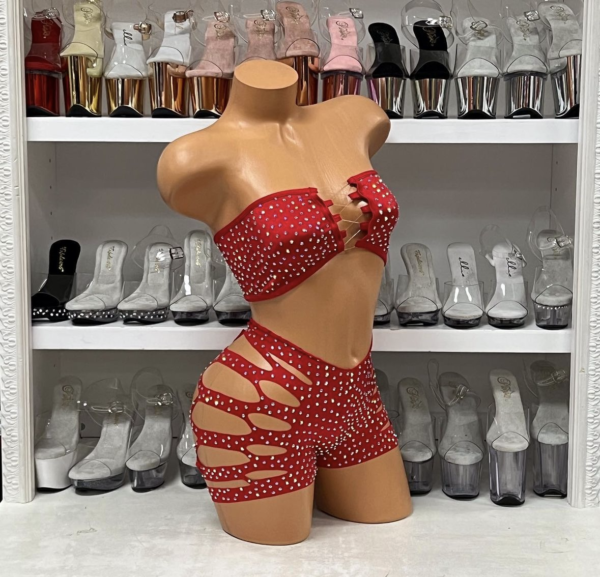 Solid Rhinestone Cut Short Tube Top - Image 38