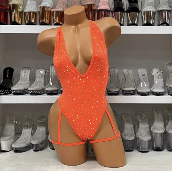 Solid Rhinestone Nova Leg Wrap Romper - Image 16