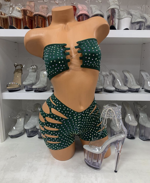 Solid Rhinestone Cut Short Tube Top - Image 39