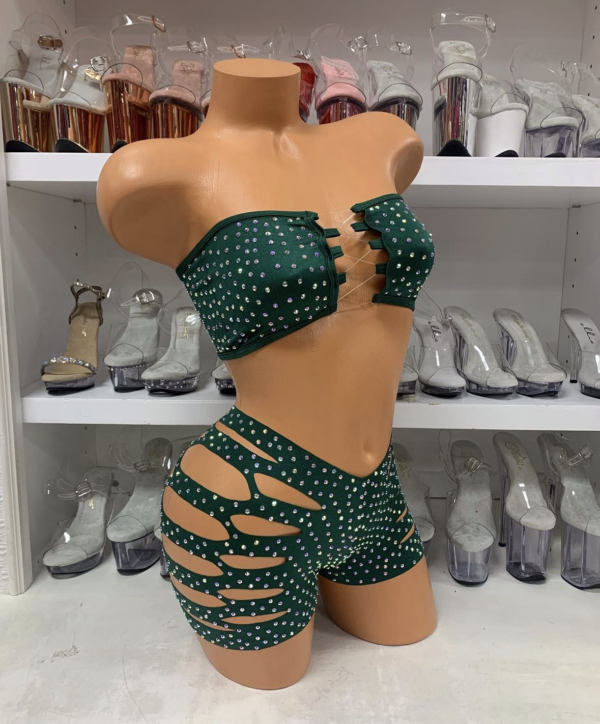 Solid Rhinestone Cut Short Tube Top - Image 40
