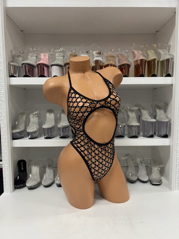 Lily Fishnet Rhinestone Romper - Image 6