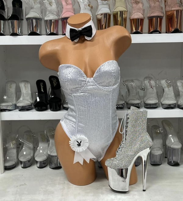 Playboy Platinum Rhinestone Bunny Romper - Image 2