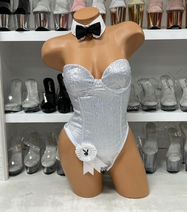 Playboy Platinum Rhinestone Bunny Romper - Image 3