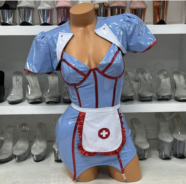 Retro Hospital Vinyl Nurse Costume Set - Image 3