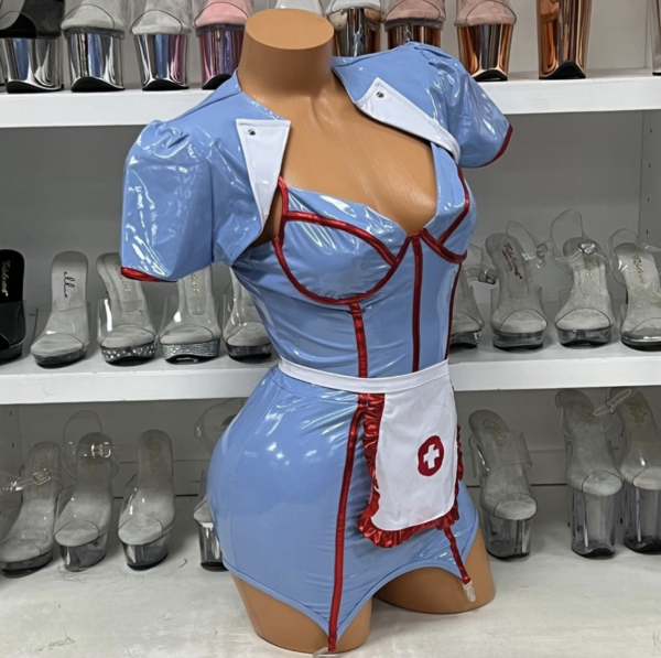 Retro Hospital Vinyl Nurse Costume Set - Image 4