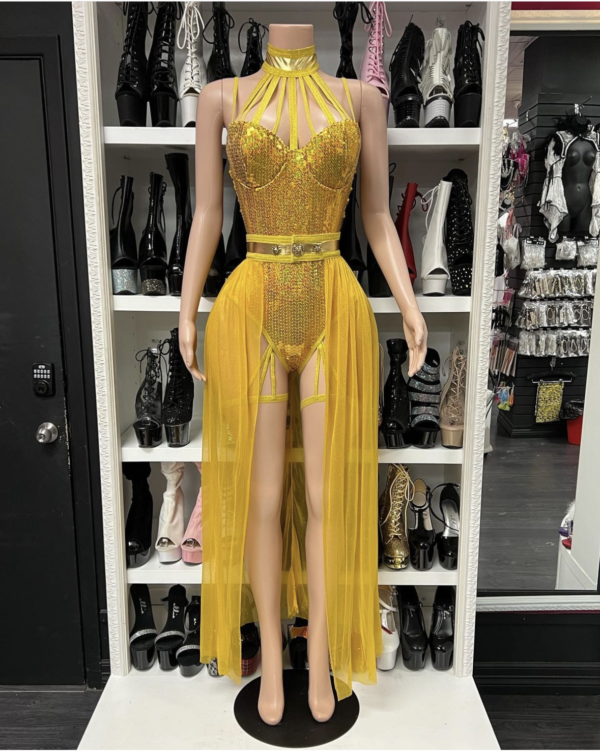 Rising Sun Beauty Gold Sequin Teddy - Image 2