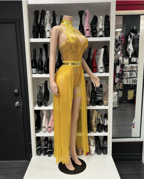 Rising Sun Beauty Gold Sequin Teddy - Image 3