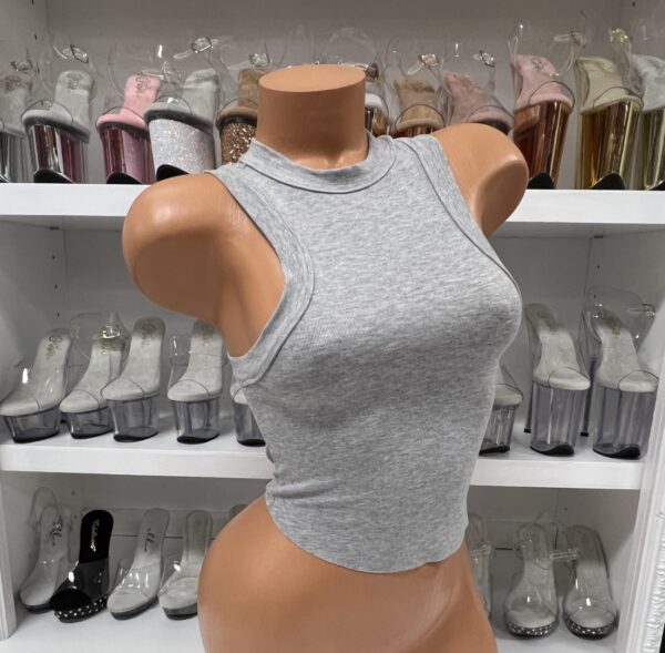 Side Boob Tank Crop Top Grey