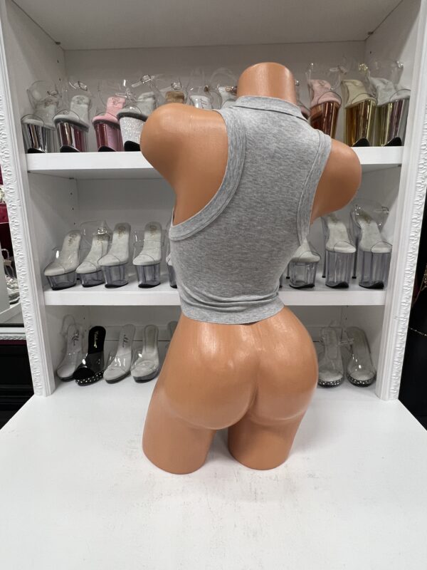 Side Boob Tank Crop Top Grey - Image 3