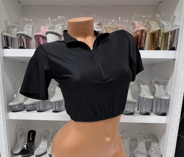 Short Sleeve Zipper Crop Top