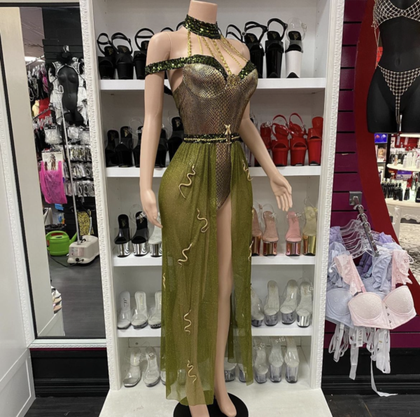 Medusa Gold Snake Print Bodysuit - Image 3