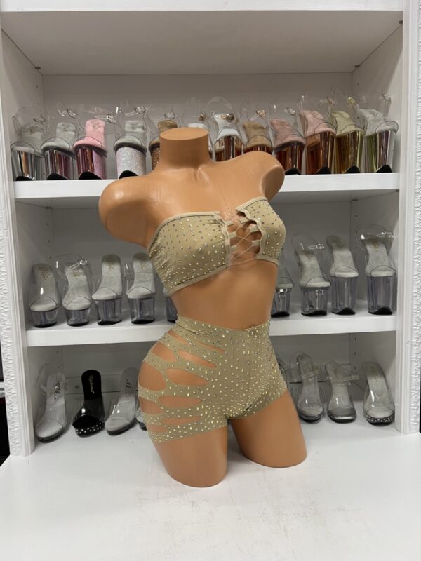 Solid Rhinestone Cut Short Tube Top - Image 52