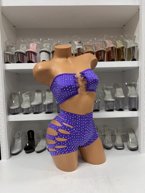 Solid Rhinestone Cut Short Tube Top - Image 56