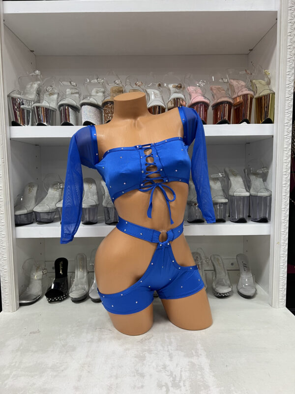 Blue Rhinestone Short Set - Image 3