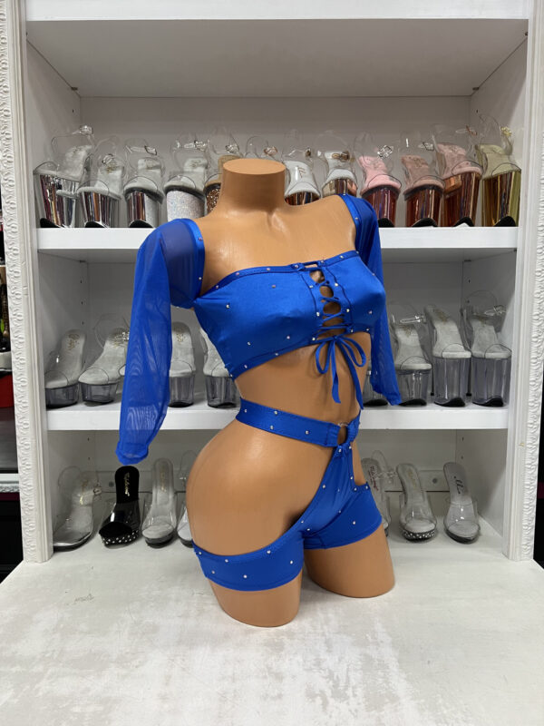 Blue Rhinestone Short Set - Image 4