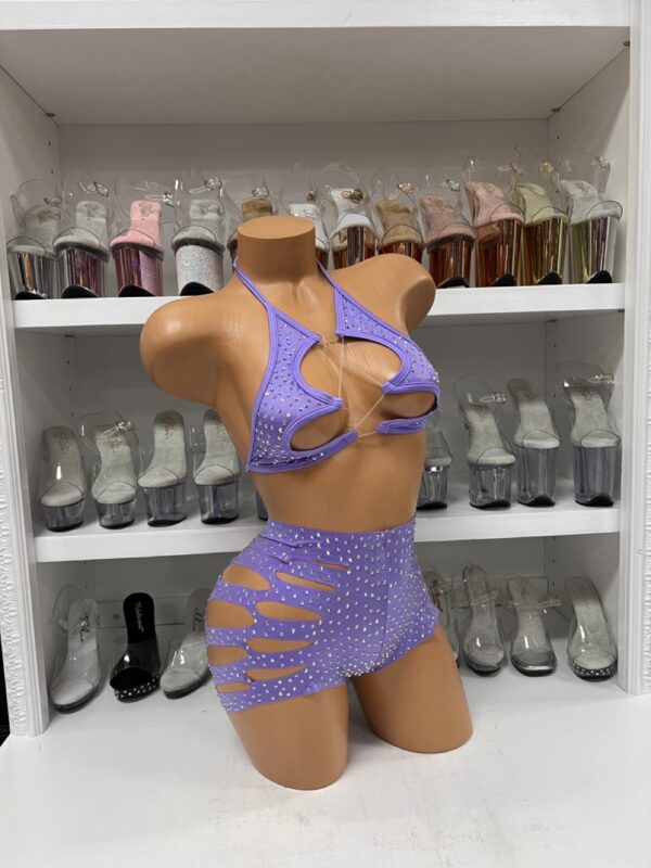 Solid Rhinestone Cut Short with Zig Zag Top - Image 27