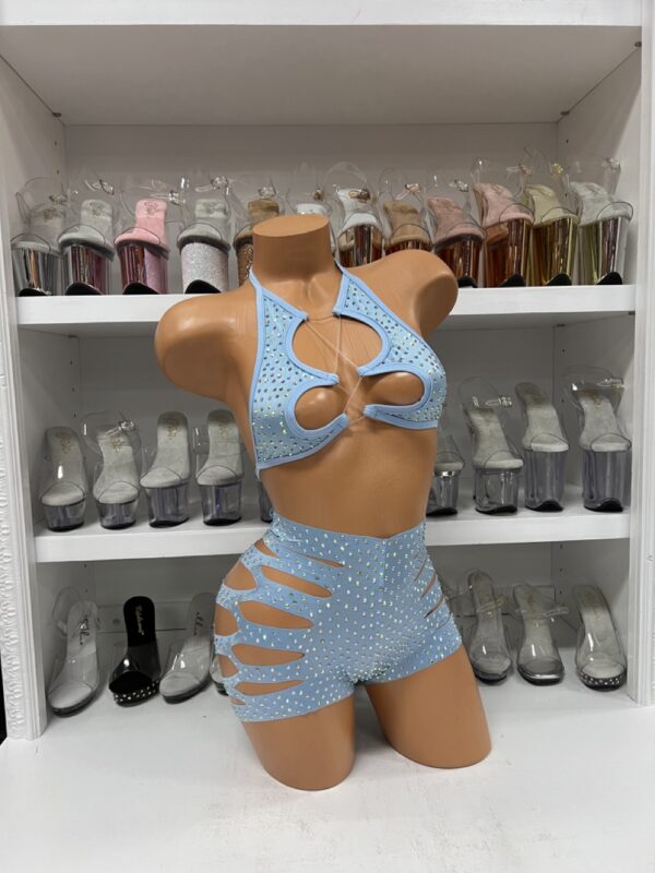 Solid Rhinestone Cut Short with Zig Zag Top - Image 31