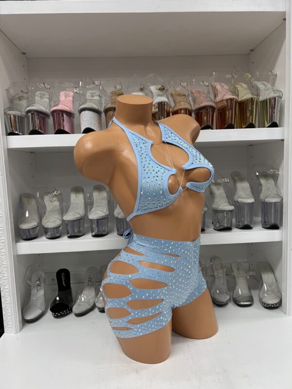 Solid Rhinestone Cut Short with Zig Zag Top - Image 32