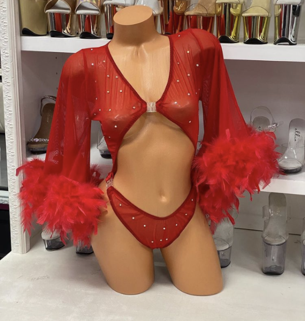 Feather Bell Sleeve Romper - Image 2
