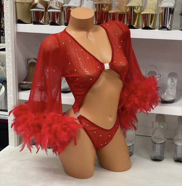 Feather Bell Sleeve Romper - Image 3