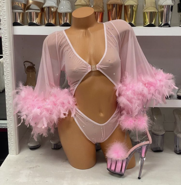 Feather Bell Sleeve Romper - Image 5
