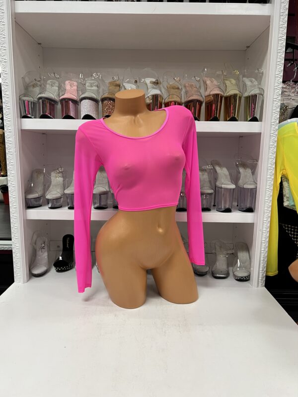 Long Sleeve Mesh Crop Top - Image 8