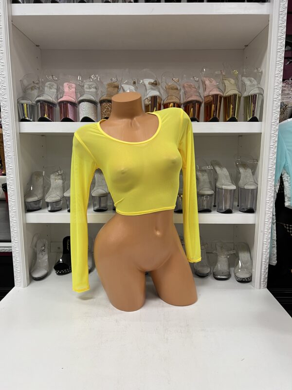 Long Sleeve Mesh Crop Top - Image 6