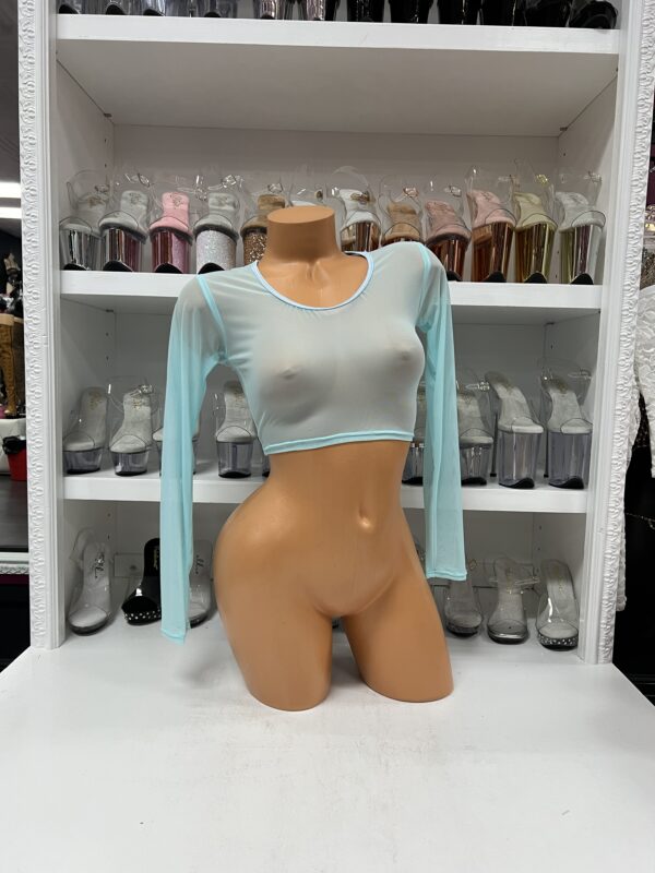 Long Sleeve Mesh Crop Top - Image 4
