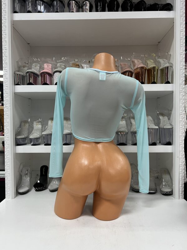 Long Sleeve Mesh Crop Top - Image 5