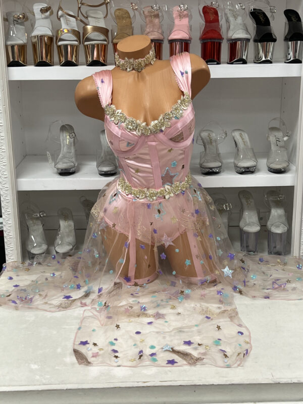 Cosmos Goddess - Celestial Embroidered Mesh Dress with Built-in Teddy - Image 2