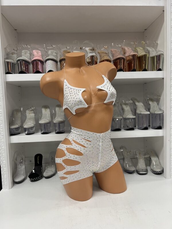 Starlight Rhinestone Cut-Out Set - White Two Piece Outfit - Image 3