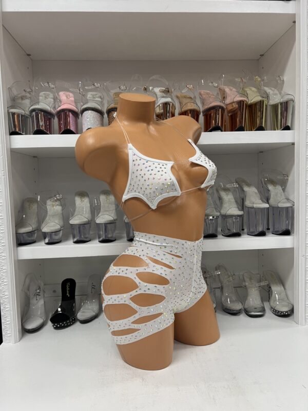 Starlight Rhinestone Cut-Out Set - White Two Piece Outfit - Image 5