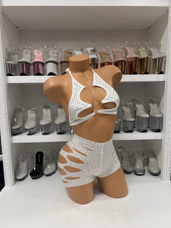 Solid Rhinestone Cut Short with Zig Zag Top - Image 35