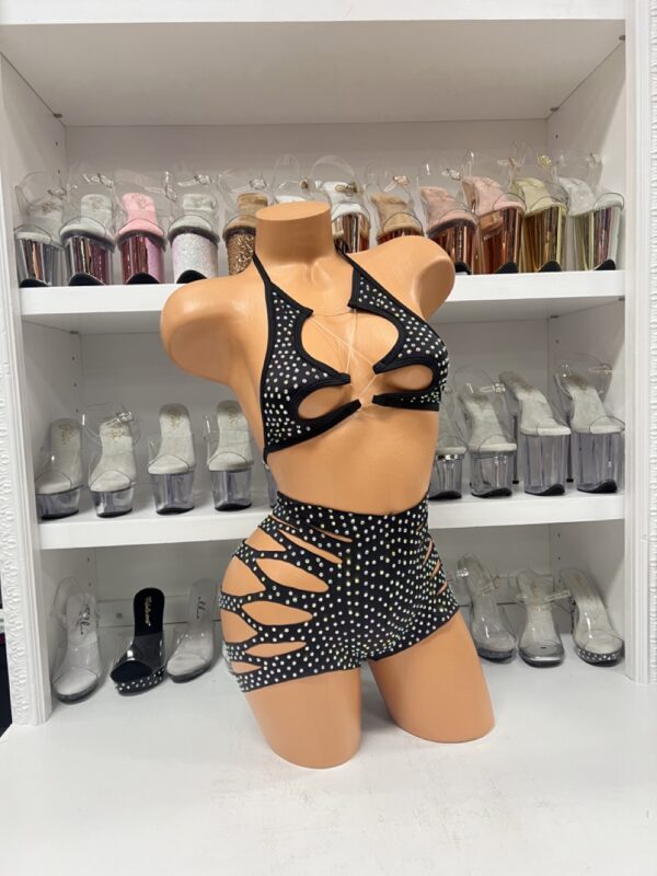 Solid Rhinestone Cut Short with Zig Zag Top - Image 39