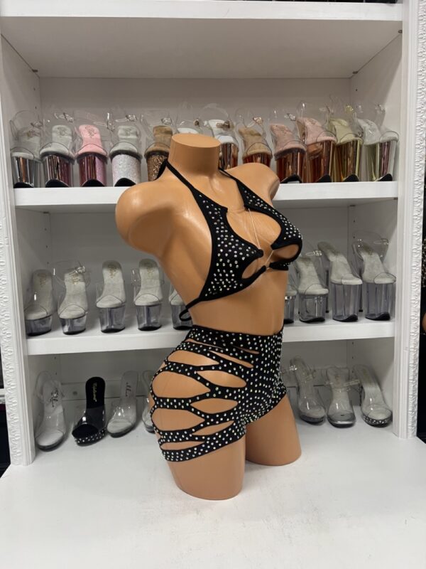Solid Rhinestone Cut Short with Zig Zag Top - Image 40