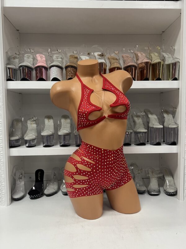Solid Rhinestone Cut Short with Zig Zag Top - Image 43