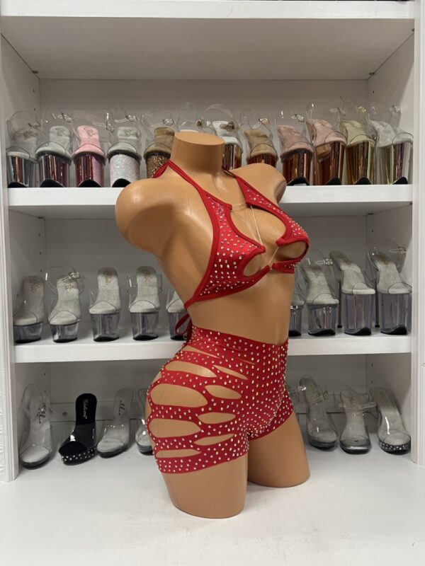 Solid Rhinestone Cut Short with Zig Zag Top - Image 44