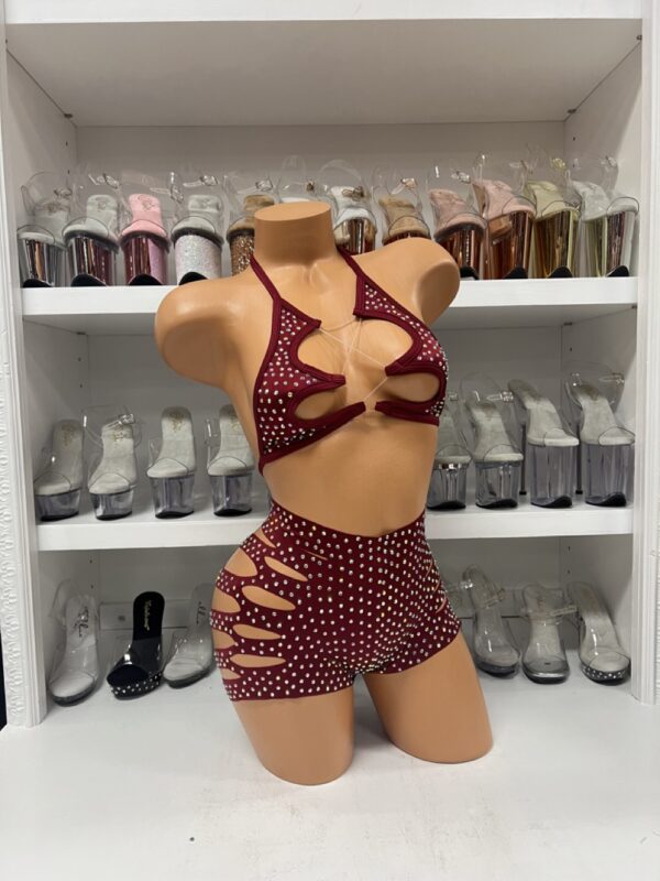 Solid Rhinestone Cut Short with Zig Zag Top - Image 47