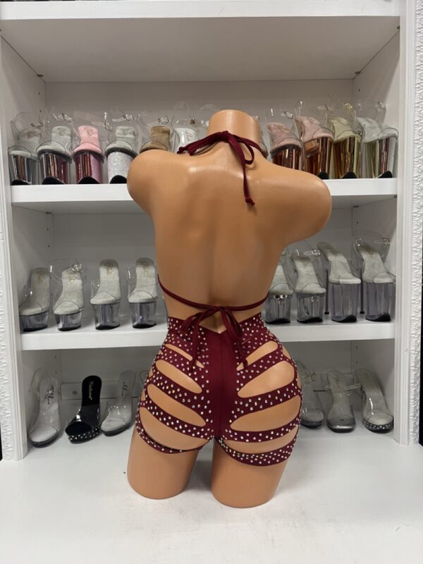 Solid Rhinestone Cut Short with Zig Zag Top - Image 49