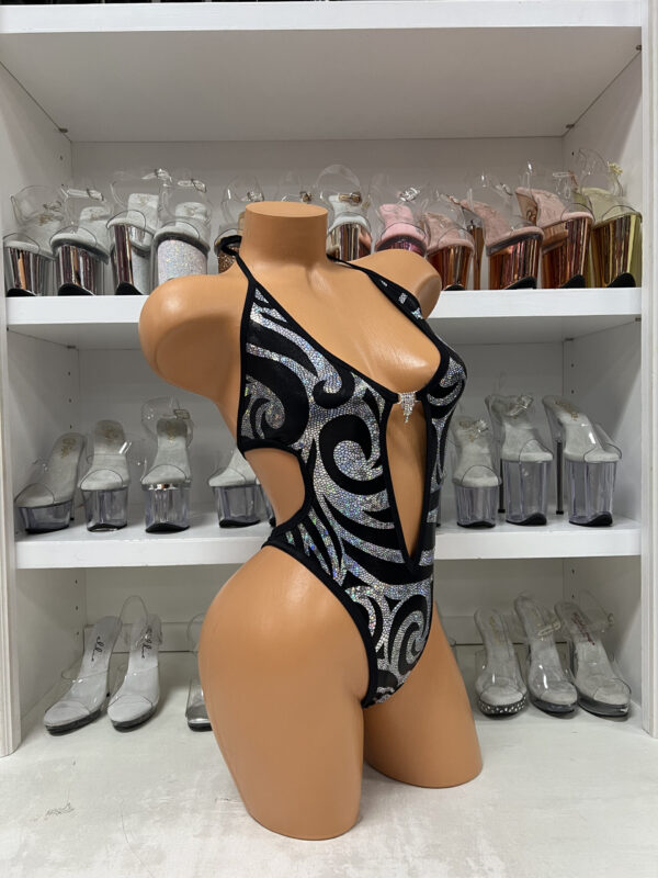 Open Stomach Romper with Rhinestone Connector - Image 3