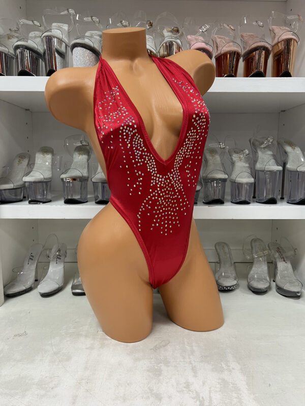 Solid V-Neck Rhinestone Romper - Image 6