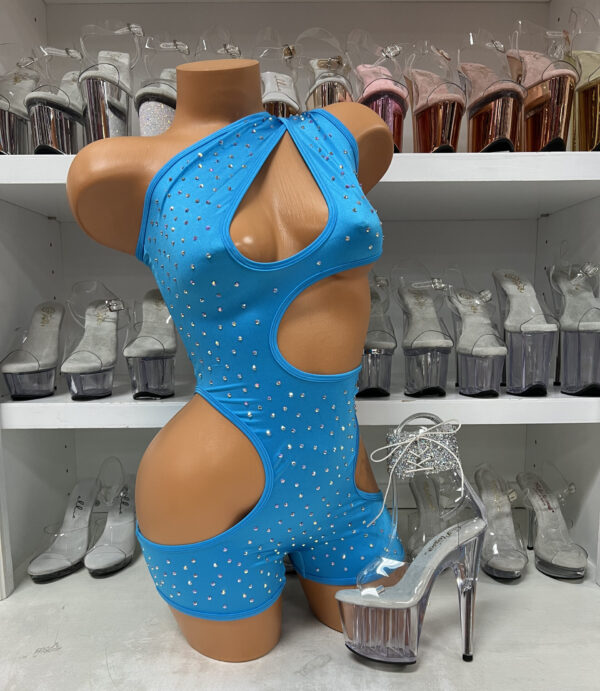 Rhinestone Cut-Out Romper