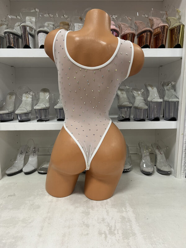 Mesh Rhinestone Lace Up Bodysuit - Image 8