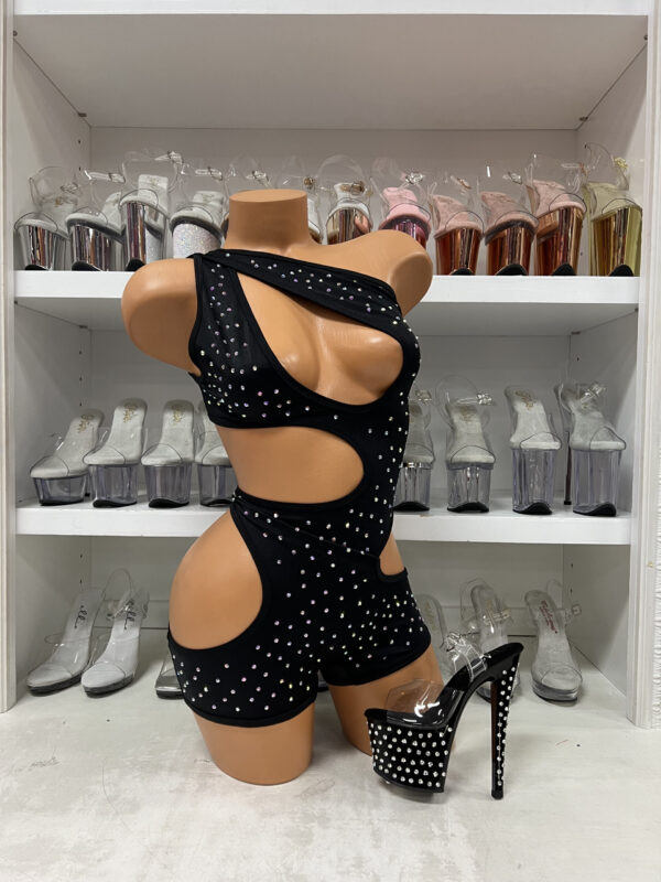 Rhinestone Cut-Out Romper - Image 2