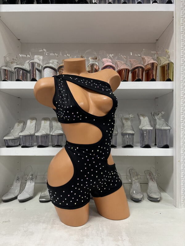Rhinestone Cut-Out Romper - Image 3
