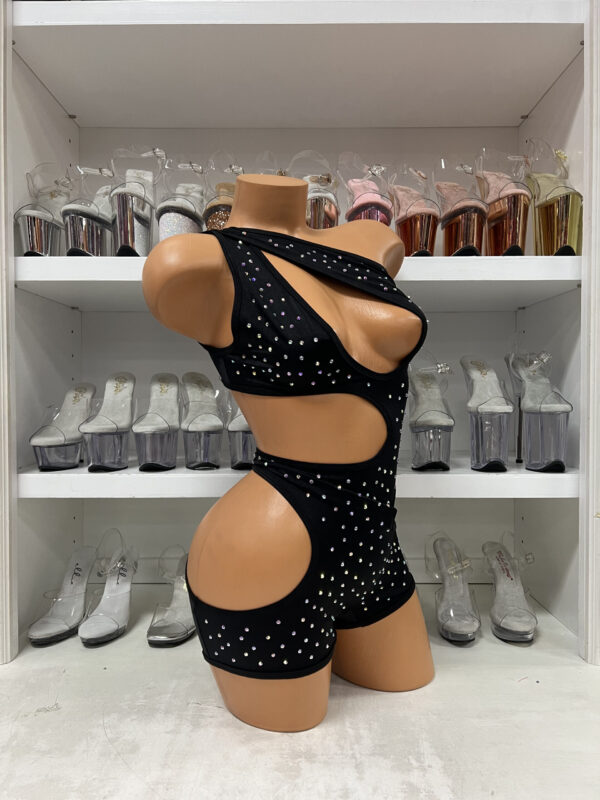 Rhinestone Cut-Out Romper - Image 4