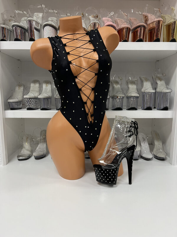 Rhinestone Lace Up Bodysuit - Image 5